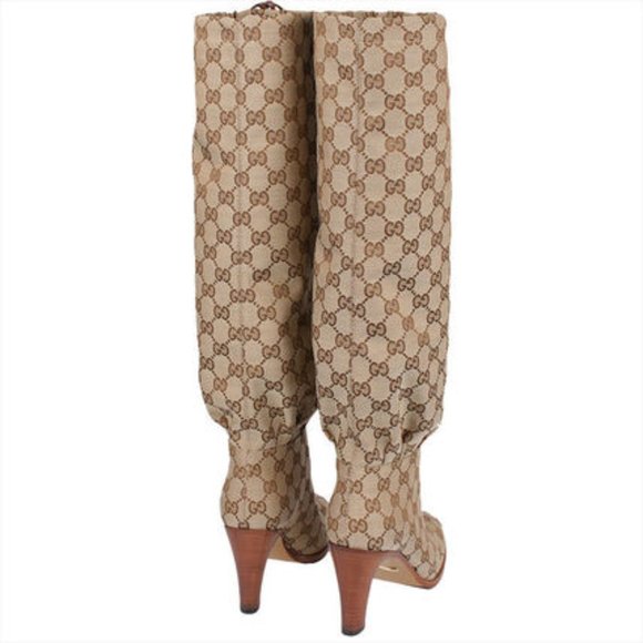 Gucci Brown Lisa 85 Knee High Drawstring Boots - Picture 3 of 10